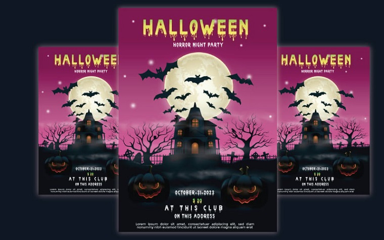 Plantilla de volante de fiesta de Halloween - Plantilla de póster de Halloween.