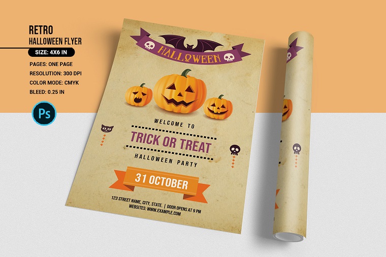 Plantilla de volante de invitación de fiesta de Halloween.