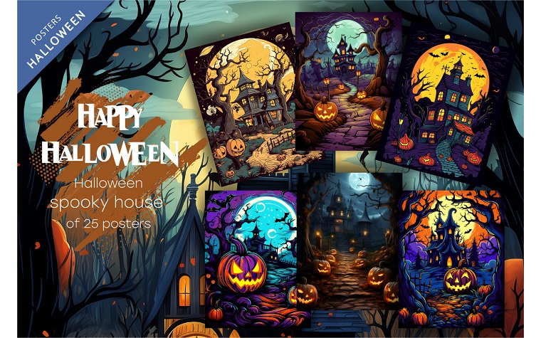Casa espeluznante de Halloween de dibujos animados.
