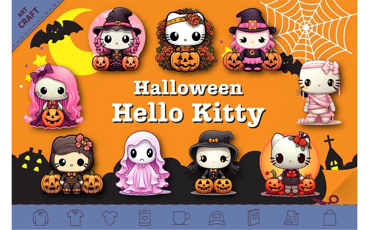 Pegatinas de gatitos espeluznantes de Halloween.