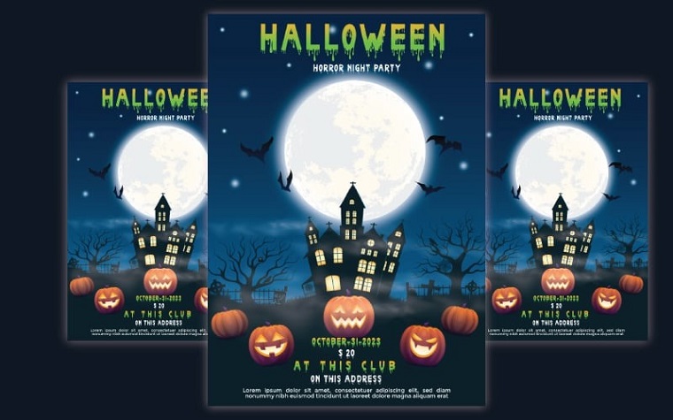 Plantilla de volante de fiesta de Halloween.