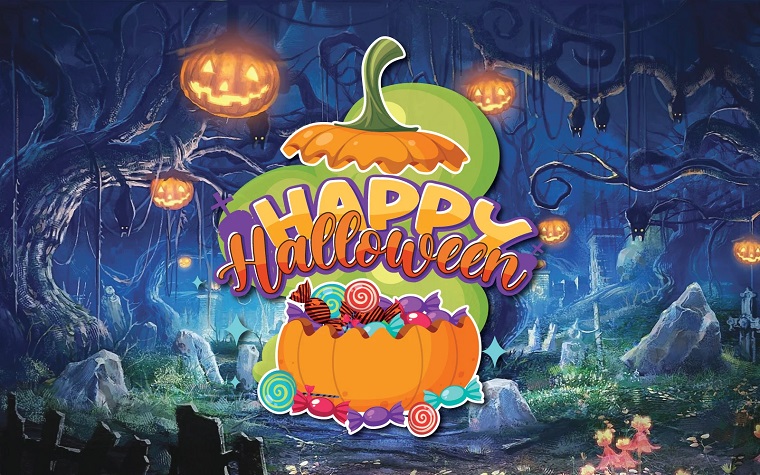 Conjunto de logotipos de fuentes de Halloween - Ilustración.