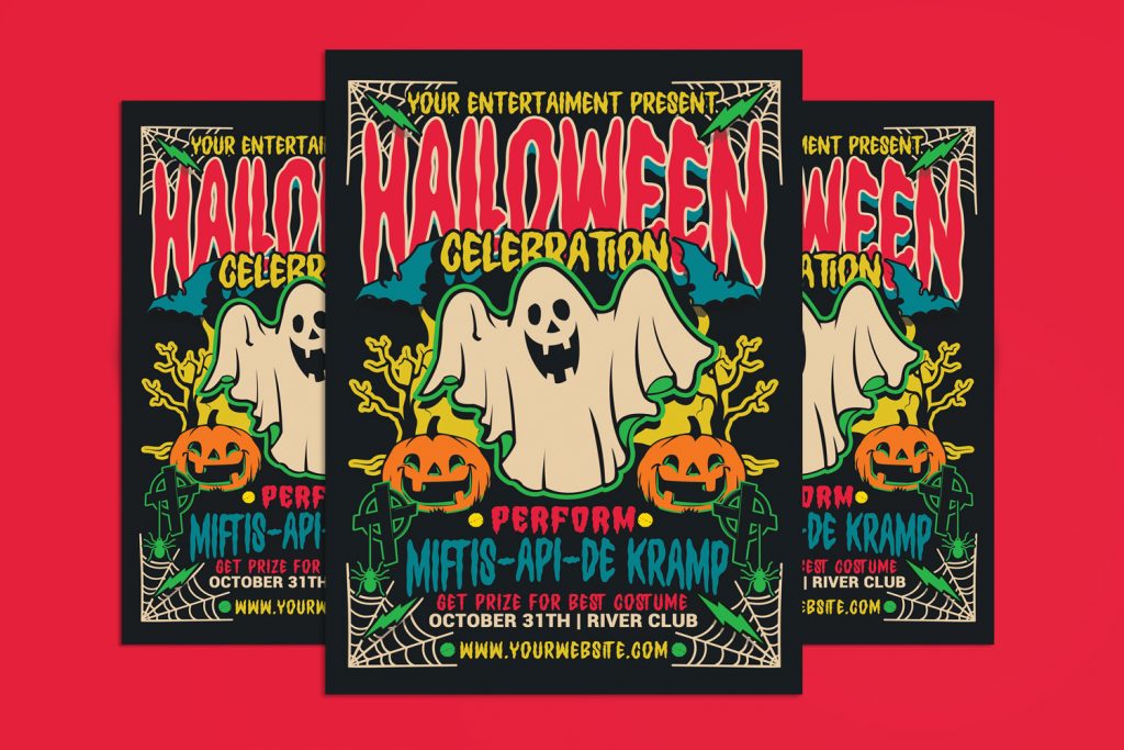 Plantilla de volante de fiesta de Halloween.