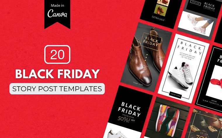 20 plantillas de historias promocionales del Black Friday.