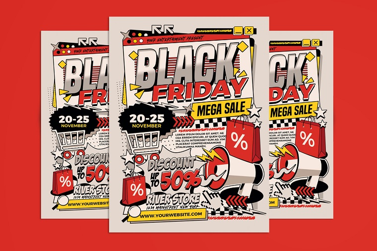 Plantilla de póster - volante de venta de viernes negro.