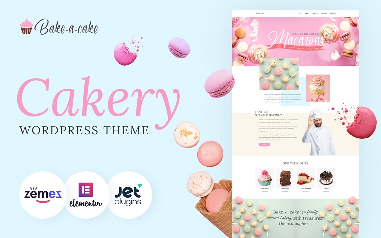 Bake-a-cake - Tema Elementor de Cakery para WordPress.