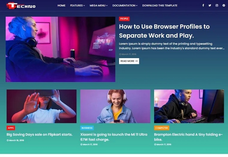 Techno Blogger Template.