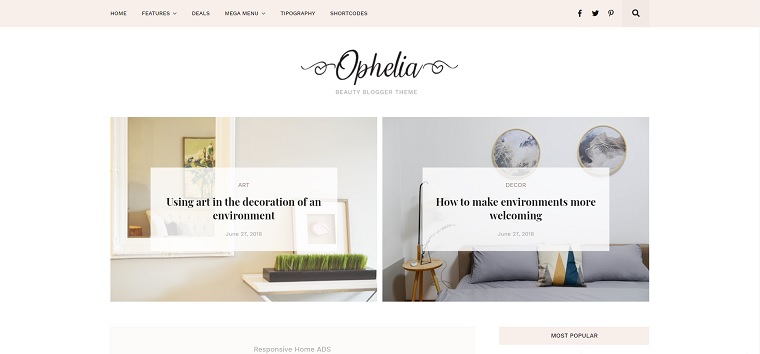 Ophelia - Blogger Template.