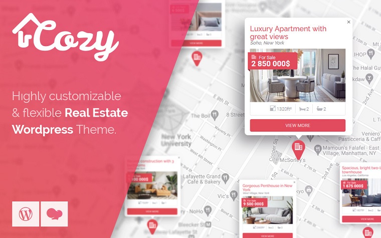 Cosy - Tema de WordPress para bienes raíces.