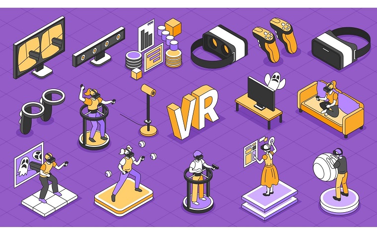 Concepto de ilustración vectorial isométrica Vr Set 200912130.