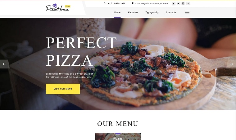 Plantilla web con slider gratis para los restaurantes.