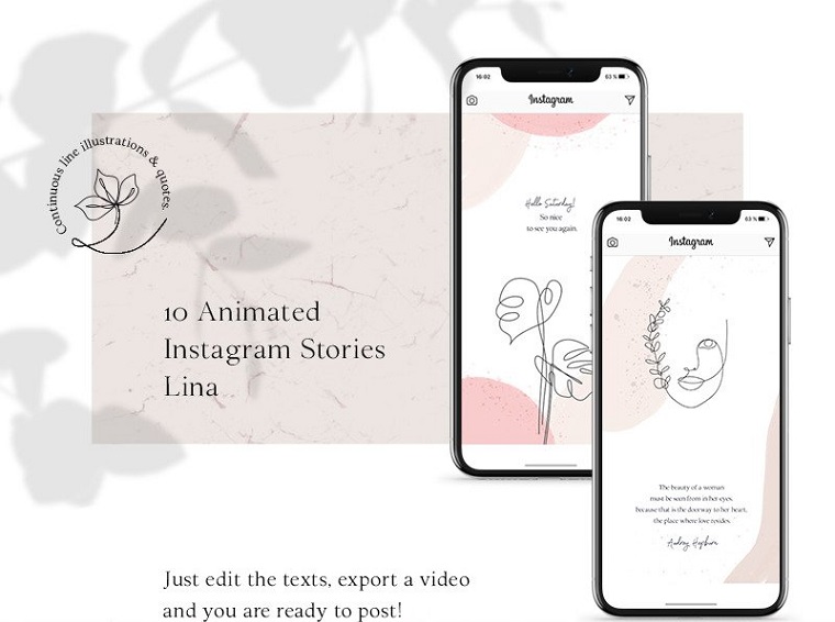 Анимированные истории из Instagram - шаблон для социальных сетей Lina.