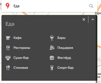 Результаты выдачи быстрого поиска.