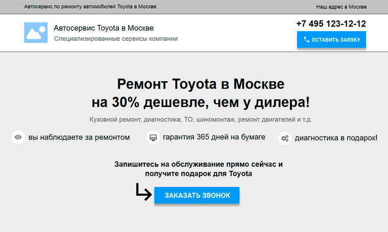 структура лендинга