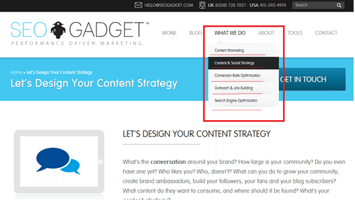 SEOGAdget Homepage Screen SHot