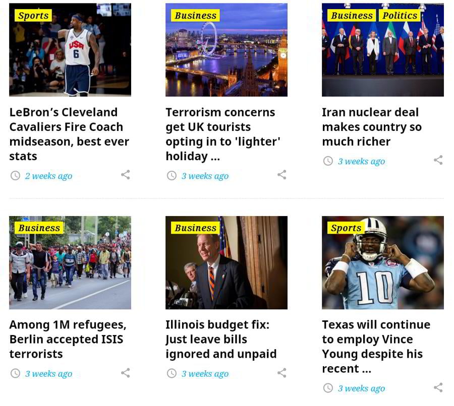 WordPress magazine theme image grid widget