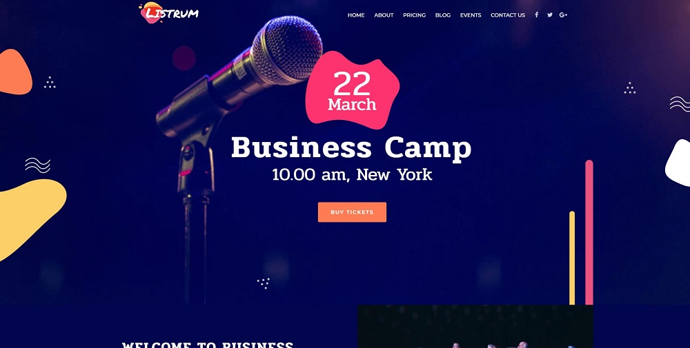 Listrum - Conference One Page Animated Elementor WordPress Theme