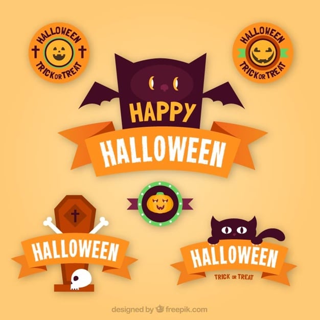 Flat halloween stickers