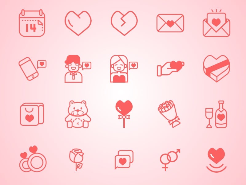 valentine icon set
