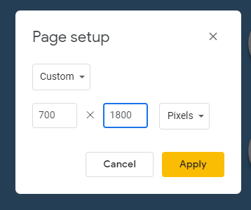 page setup apply