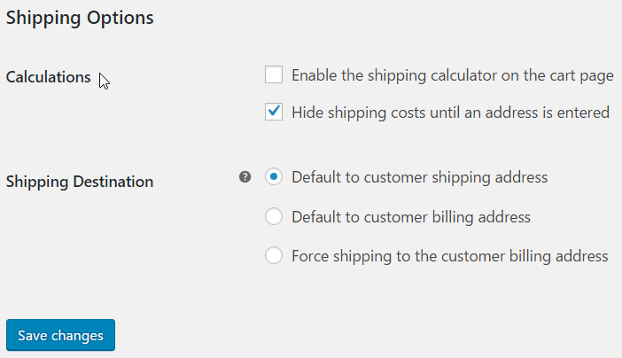 shipping options