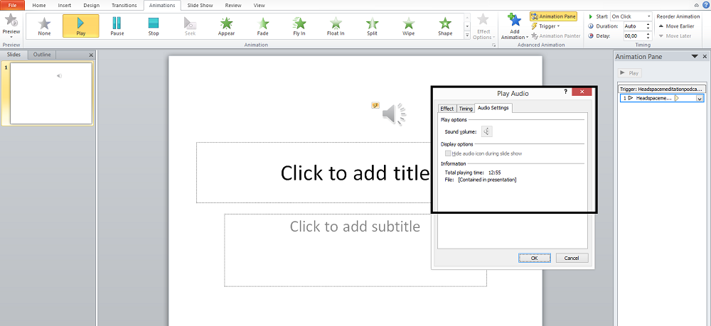 audio settings tab