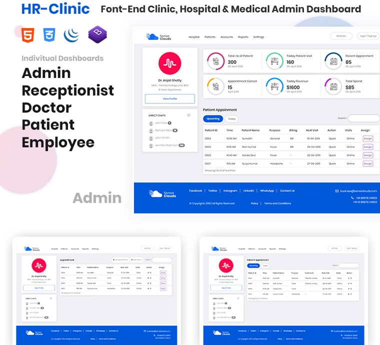 CRM - HR-Clinic | Clinic, Hospital, Medical Admin Template.