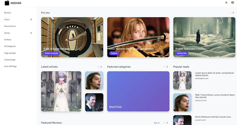 INGMAR - Movie News, Reviews, Blog and Database WordPress Theme.