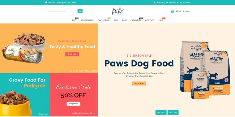 Paws Pet Store Shopify Theme.