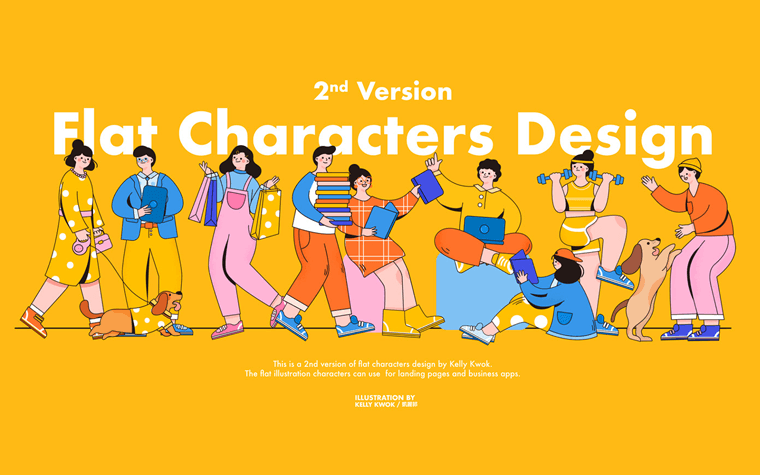 2nd flat character illustration design