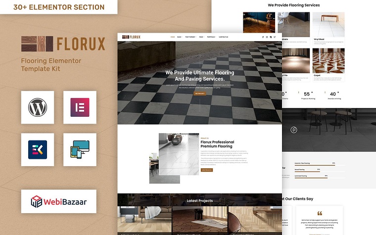 Ultimate Florux - Paving & Tiling Elementor WordPress.