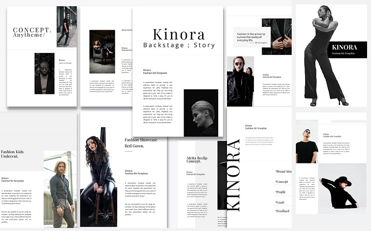 Kinora A4 Potrait Fashion Keynote Template.
