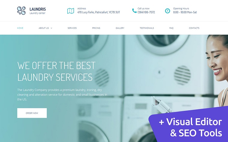 Laundromats, Laundry and Dry Cleaning Premium Moto CMS 3 Template.