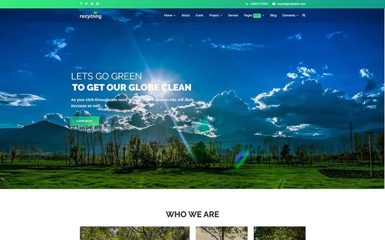 Recycling - Nonprofit / Environmental Joomla 3 and Joomla 4 Template.