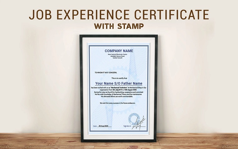 Simple Job Experience Certificate Template Design.