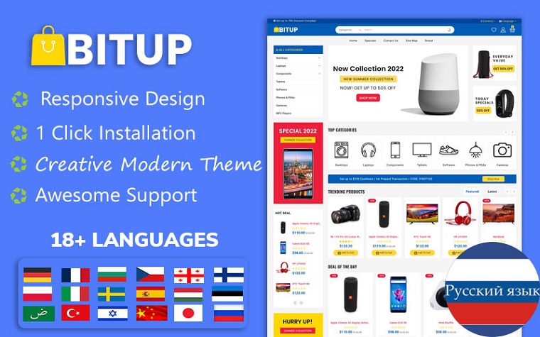 Bitup - Electronics Multipurpose Responsive OpenCart Theme.