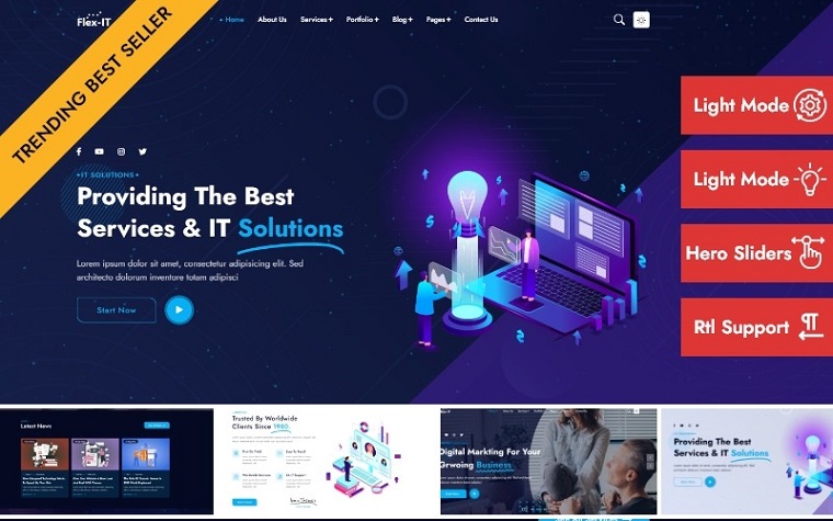 Flex-IT | Business Services & IT Solutions Multipurpose HTML 5 Responsive Landing Page Template.