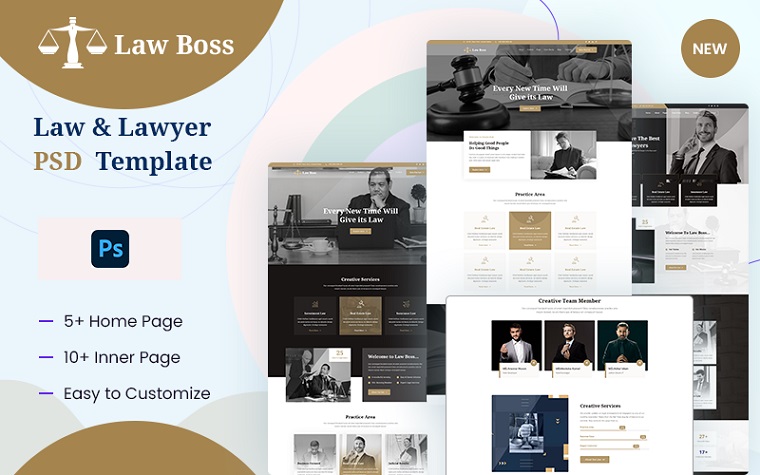 Lawboss Law & Lawyer PSD Template.