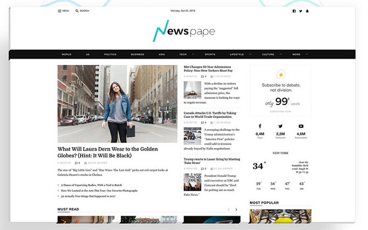 Newspaper - Optimized Drupal 9 Magazine theme.