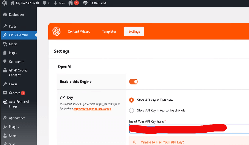 AI for website content creation - GPT-3 wizard