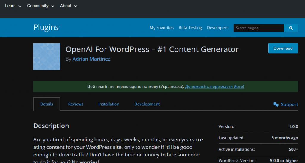 AI for website content creation - OpenAI for WordPress
